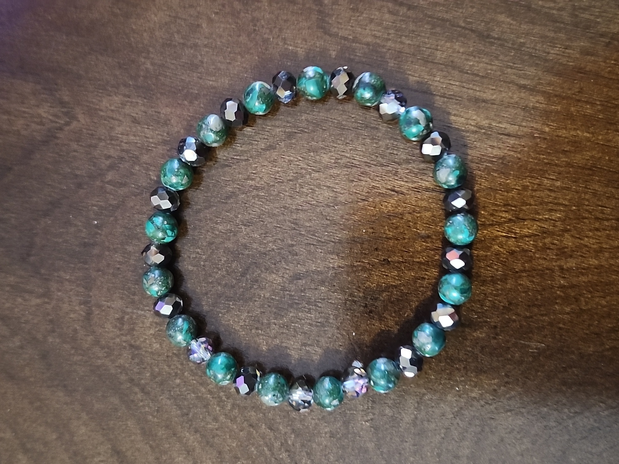 Handmade Green Malachite Beaded Bracelet